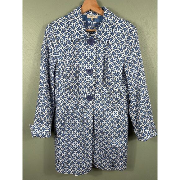 Tyler Boe Blue and White Geometric Blazer - Picture 12 of 14
